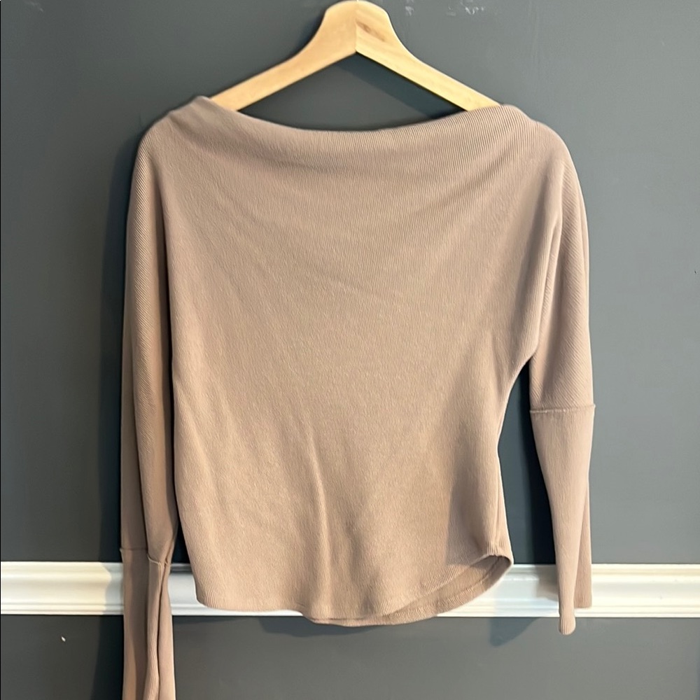 Free People Tan Long Sleeve Top
